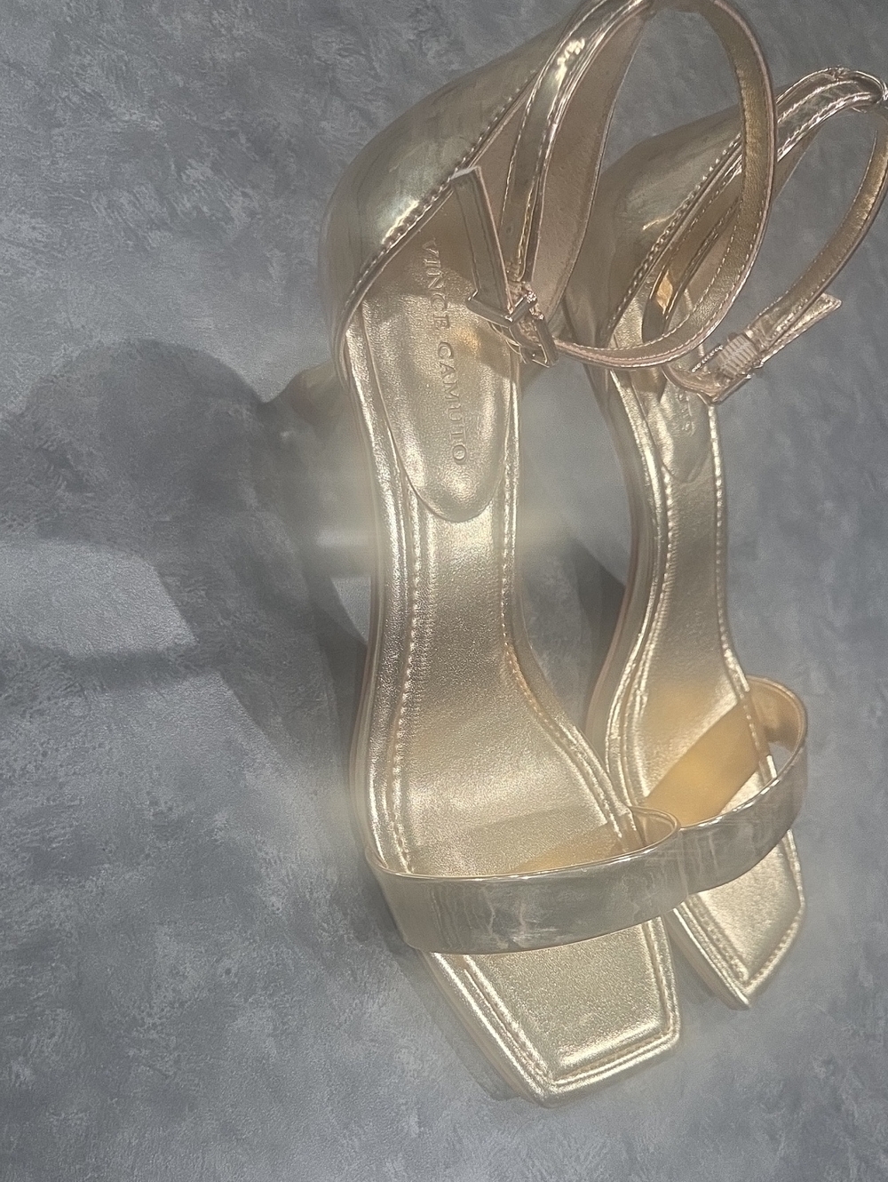 Vince Camuto Rose Gold Block Heel Slingback Sandals